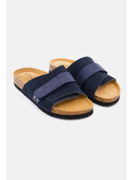 Buy Men Slip On Suede Cork Sandals, Navy in UAE