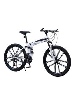 Buy 26 Inch Folding Mountain Bike, 24 Speed Full Suspension Bicycle with High-Carbon Steel, Dual Disc Brake Non-Slip Quick Release tire Folding MTB for Adults/Men/Women in Saudi Arabia