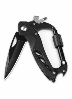 اشتري Multitool Carabiner with Pocket Knife EDC Carabiners Keychain Folding Knives Bottle Opener Window Breaker and Screwdriver for Men Survival Gear Outdoor Camping Hiking في الامارات