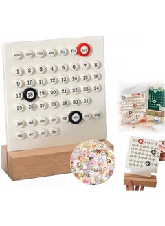 Buy Manual DIY Loop Calendar Cute Perpetual Calendar DIY Ring Reusable Creative Sticker Wooden Desk Calendars Integrated Molding Table Calendar in Saudi Arabia