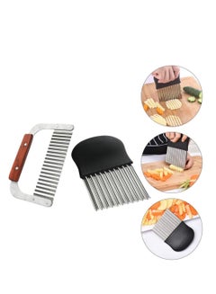 Buy Crinkle Cutters Wavy Chopper Cutters Stainless Steel Potato Fruit Vegetable Crinkle Cutters and French Fry Slicer Onion Holder Slicer Cutter Choppers in UAE