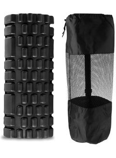 Buy Yoga Foam Roller for Deep Tissue Massage Muscle with Carry Bag, Black in Egypt