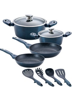 Buy 10 Piece Premium Forged Metallic Aluminium cookware set, Aquamarine, SV53 in UAE