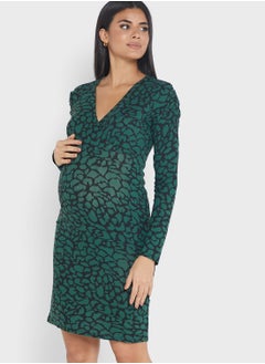 Buy Printed Surplice Neck Dress in Saudi Arabia