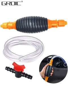 اشتري 3M Siphon Pump, Water & Fuel Transfer Pump Siphon, Enlarged Caliber Siphon Fuel Hand Pump for Gasoline, Oil, Diesel & Water with Hoses, Pinch Clips, Hose Retainer في الامارات