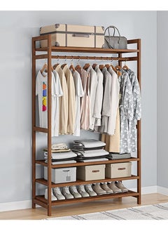 Buy Bedroom solid wood wardrobe economical shelf room hanger floor storage hat shelf clothes storage in UAE