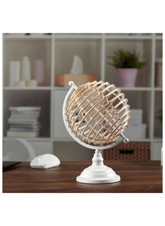 Buy Abriz Globe Table Deco Metal & Bamboo Figurines Modern Sculptures Tabletop Decor For Home Office Living Room L 19 x W 17 x H 27 cm Grey in UAE