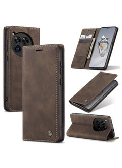 Buy CaseMe One plus 12 Wallet Case Book Folding Flip Folio Case with Magnetic Kickstand Card Slots Protective Cover - Coffee in Egypt