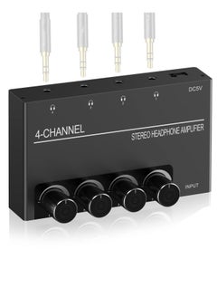 اشتري 4-Channel Headphone Amplifier, Stereo Audio Splitter with 4 Outputs for Music Sharing and DJing, Perfect for Group Listening في الامارات