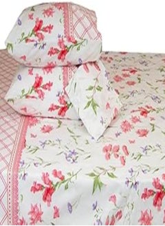 Buy Family Bed 1018 Flat Bed sheet Set 100% Cotton 3 pieces size 180 x 250 cm in Egypt