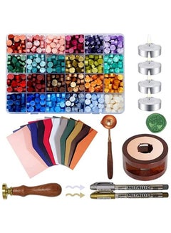 Buy Sealing Wax Beads Kit,  600PCS DIY Wax Seal Set Includes 24 Colors Wax Seal Beads Wax Warmer Wax Stamp, Envelopes Metallic Pen for Gifts, Letters, Crafts, Wedding Invitation and Decoration Sealing in UAE