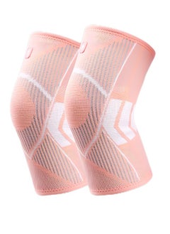 Buy 2-Piece Set Of Sports kneePads, Anti-Slip, Thin, Elastic And Breathable knitted Nylon Sports knee Pads For Cycling, Running And Skipping, Pink in UAE