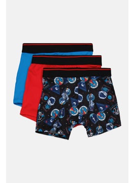 Buy Kids Boy 3 Pack Boxers, Black/Blue/Red Combo in UAE