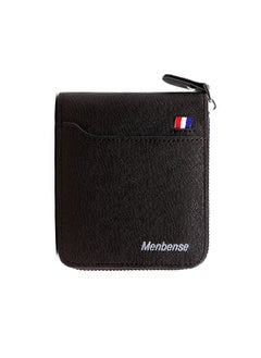 اشتري Classic Large Capacity Men's Bifold Short Wallet Coin Certificate Money Zipper Bag for Commute Business في السعودية