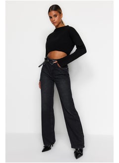 Buy Black High Waist Wide Leg Jeans TWOAW24JE00073 in Egypt