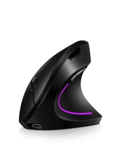 Buy 2.4G Wireless Vertical Mouse Rechargeable Upright Ergonomic Mouse 3 Adjustable DPI Levels RGB Flowing Light Plug N Play, Black in Saudi Arabia