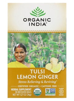 اشتري Tulsi Tea Lemon Ginger Caffeine-Free 18 Infusion Bags 1.27 oz (36 g) في الامارات