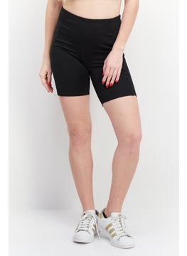 اشتري Women Sportswear Fit Plain Yoga Shorts, Black في الامارات