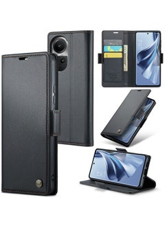 Buy CaseMe Flip Wallet Case For OPPO Reno 10/10 Pro 5G RFID Blocking PU Leather Wallet Flip Folio Case with Card Holder Kickstand Shockproof Phone Cover - Black in Egypt