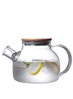 Buy High Borosilicate Glass Teapot With Stainless Steel Filter And Bamboo Lid -(1000Ml) in Egypt