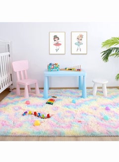 Buy Soft Area Rugs for Girls Room Fluffy Colorful Rugs Cute Floor Carpets Playing Mat for Kids Baby Girls Bedroom Nursery Room 160*200CM in Saudi Arabia
