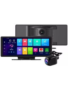 Buy Car DVR 4G GPS Navigation 1080P FHD Dual Lens Android 8.1 Rear View Mirror Dashcam 10.26 Inch in UAE