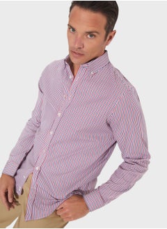 Buy Striped Button Down Regular Fit Shirt Shirt in UAE