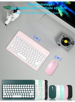 Buy Lightweight, Portable, Quiet 10-Inch Bluetooth Wireless Keyboard With Circular Keys, Macaroon Color USB Receiver & Wireless Mouse Set, Compatible With Laptops, Tablets, Phones, Suitable For Office And Gaming, Rechargeable Wireless Keyboard, Wireless Mouse in UAE