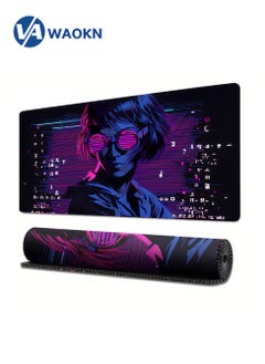 Buy Electronic Music Style Neon Large Mouse Pad, Office Computer Desk Pad in Saudi Arabia