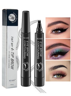 Buy Eyebrow Contouring Pen Liquid with a 4 Tip Micro Fork Natural Smudge Proof Long Lasting Waterproof Sweat Proof Eyebrow Pen for Daily Natural Eye Makeup for Women in Saudi Arabia