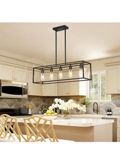 Buy 5- Light Ceiling Chandelier Light Industrial Pendant Lighting Fixtures Black Frame Hanging Lights for Farmhouse Dining Room Kitchen Island Foyer Living Room Pool Table Light in Saudi Arabia