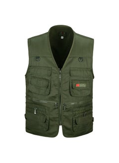 اشتري Multi-Pocket Outdoor Fishing Vest for Men Army Green في الامارات