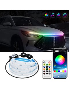 Buy Exterior Car LED Hood Light Strip, 59 IN Multi Color Car Under Hood Decoration Light Strips with Chasing, Flexible Waterproof Daytime Running Light Strip kit for Cars, SUVs, Trucks in UAE