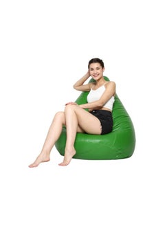 اشتري Comfy Classic Green Pvc Leather Bean Bag With Bouncy Beans Filling -Large في الامارات