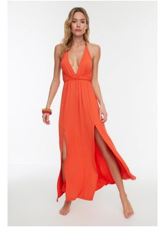 اشتري Orange Maxi Knitted Beaded Accessory Beach Dress TBESS21EL2796 في مصر