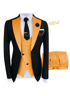 Buy Slim Fit Mens Groomsmen Suit Spring Autumn Party Three-Piece SetOrange Orange in UAE