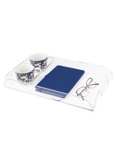 اشتري Acrylic Tray, Clear Tray, Acrylic Serving Tray with Handles for Ottoman, Coffee, Appetizer, Breakfast (Clear) في الامارات