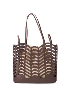 اشتري Fancy Faux Leather Shopping Bag With Cut-Out Details And Detachable Clutch في مصر