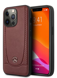 Buy IPHONE 15 PRO MAX - LEATHER RED HARD CASE PEFORATIONS AND METAL STAR LOGO - MERCEDES-BENZ in UAE
