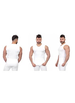 اشتري Dice Pack of 3 DM186 Cut Flannel Round Neck White في مصر