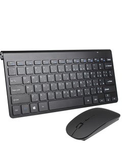 اشتري 2.4Ghz Wireless Keyboard Mouse Combo Ultra Thin Portable with USB Receiver Compatible Computer Laptop Desktop PC Mac And For Windows XP Vist7 8 10 OSAndroid Black في الامارات