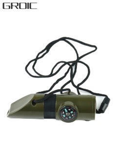 اشتري 7-in-1 Emergency Survival Whistle Multifunctional Outdoor Tools with Compass Thermometer LED Light Magnifier Reflector Mirror Lanyard في الامارات