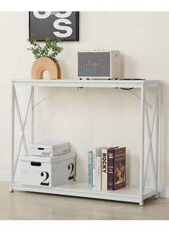 Buy Console Table with Power Outlet Sofa Table White 100x30x78.5 cm in UAE