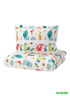 Buy Duvet cover and pillowcase animal multicolour 150x200/50x80 cm in Saudi Arabia