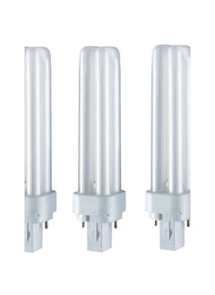 اشتري 3-Piece Dulux D Home Decorative Fluorescent Lamp 2 PIN 18W 4000K 1200lm Luminous Flux Cool White Bulb في الامارات