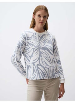 Buy Floral Patterned Crew-Neck Knitted Sweater in Egypt