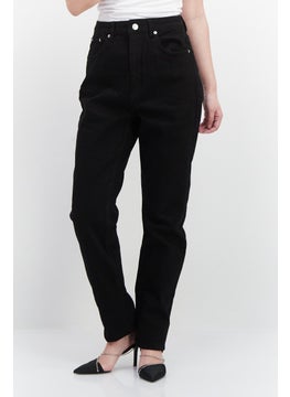 اشتري Women Regular Fit Washed Denim Pants, Black في السعودية