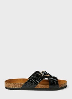 Buy Croc Textured Cross Strap Sandals in Saudi Arabia