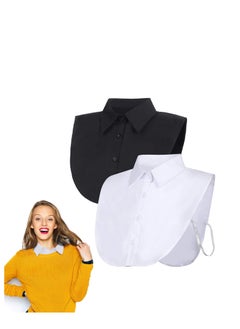 اشتري 2 Pcs Fake Collar Lady's Fake Collar Half Shirt Blouse Detachable False Collar Joker Shirt Decorative Collar Collar Cuff Cotton Choker Tie False Lapel Point في الامارات