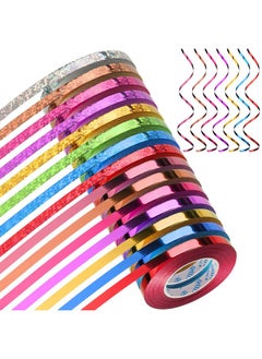 Buy 15 Rolls Curling Ribbon 1/5" Wide X 11 Yards Metallic Balloon String Roll For Gift Wrapping Assorted Colors Ribbons For Bows Crafts(Glossy Color) in UAE